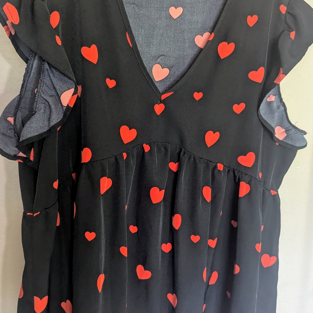 Charming Black and Red Heart Womans Shirt